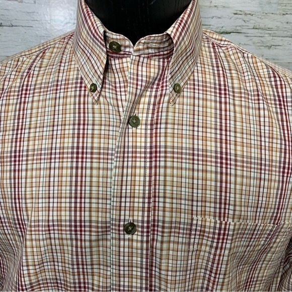 EDDIE Bauer Neutral Plaid Preppy Casual Button Down Shirt Brown Relaxed fit M/L - Picture 4 of 11
